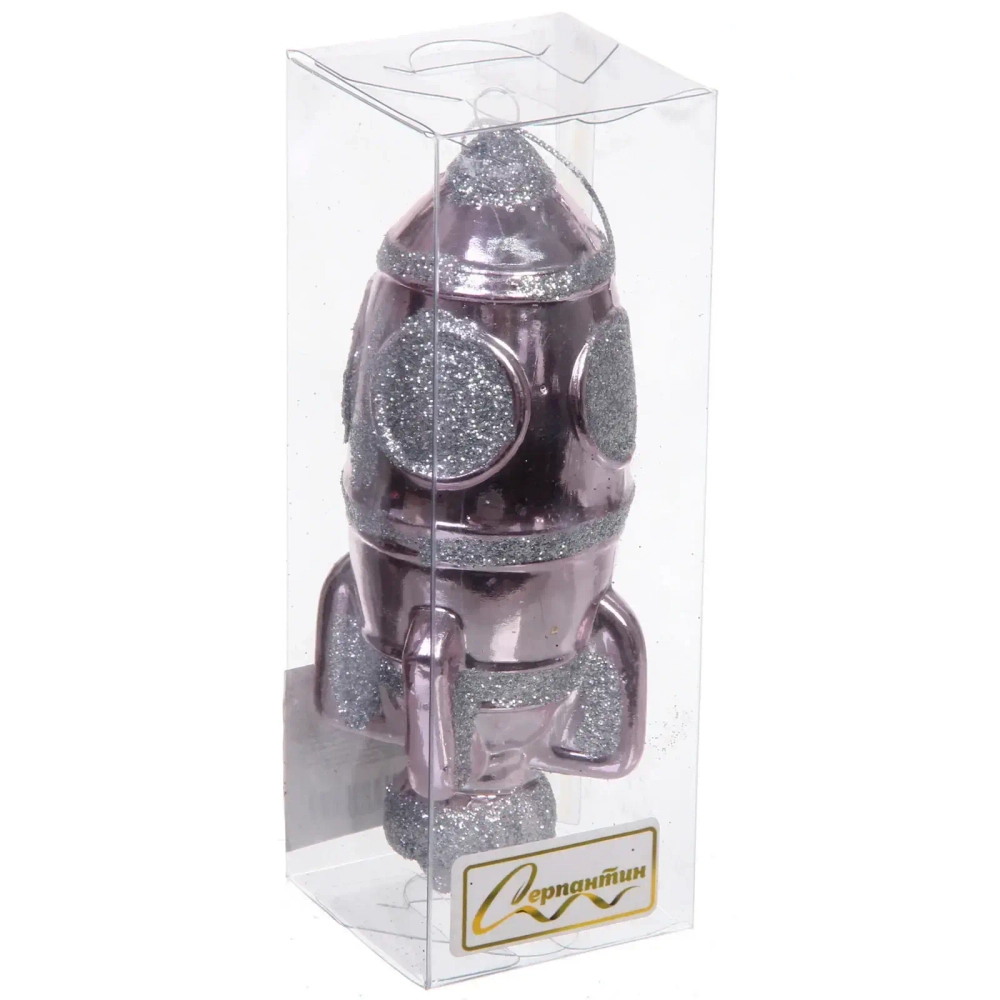 Елочная игрушка «Новогодняя ракета» 12*5*5 см, розовый