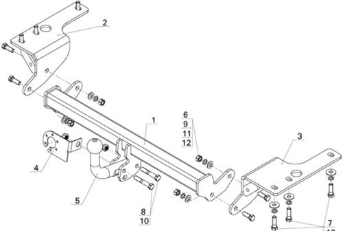 Фаркоп на TOYOTA COROLLA E18 (2013-) (без электрики, паспорт/сертификат в комплекте) Автос.TY 37
