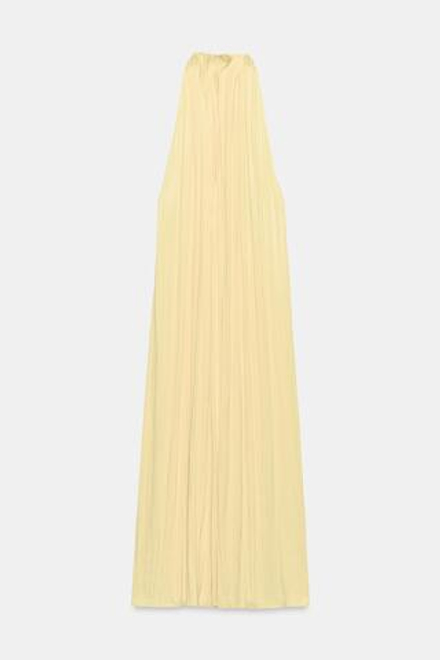 ZARA АТЛАСНОЕ ПЛАТЬЕ ХАЛТЕР — ZW COLLECTION, ЖЕЛТЫЙ