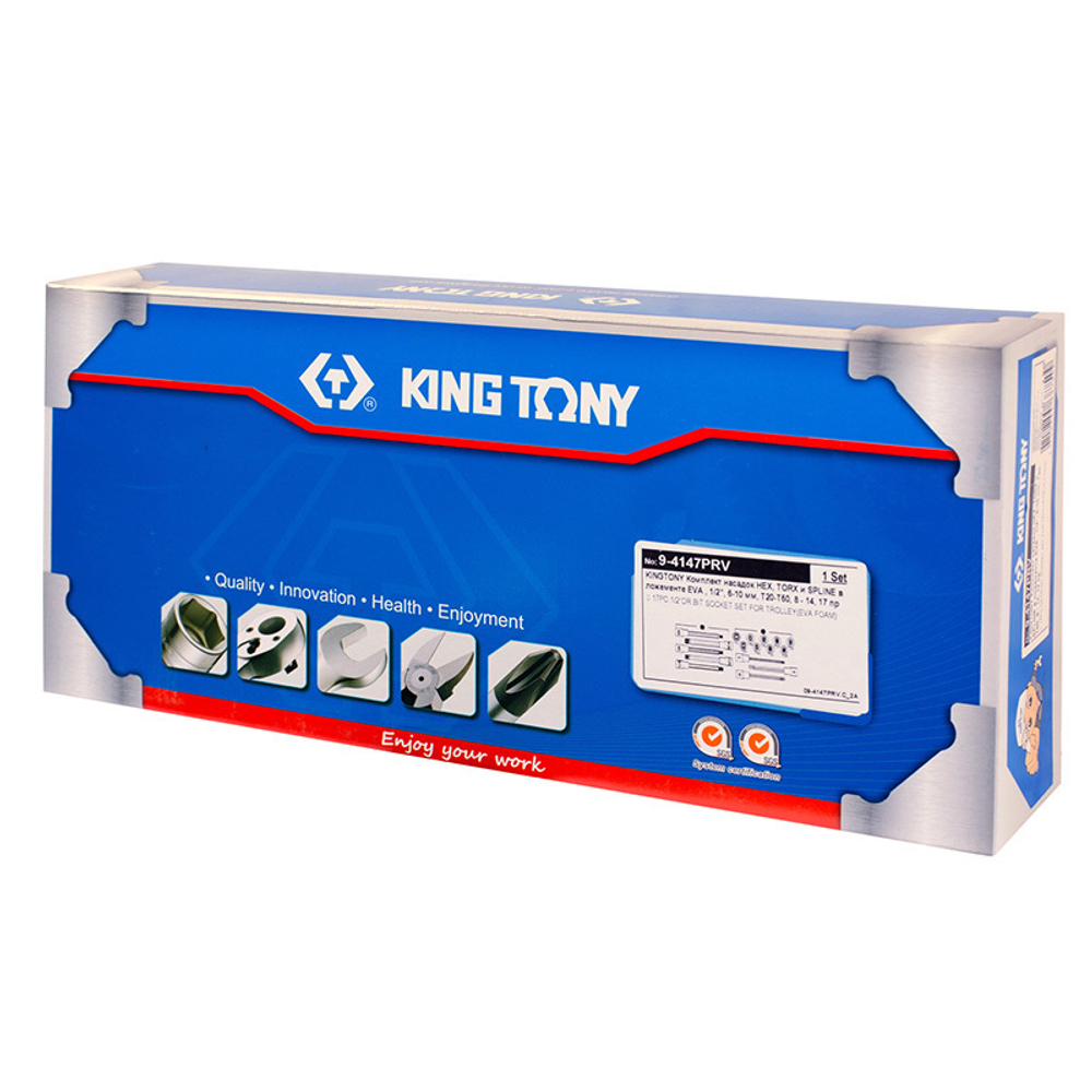 Набор торцевых насадок HEX, TORX и SPLINE, ложемент, 17 предметов KING TONY 9-4147PRV