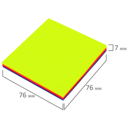 Блок самоклеящийся пластиковый (стикеры) 4 цвета BRAUBERG MULTI COLOUR 76х76 мм, 100 листов, 115208