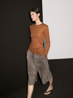 Massimo Dutti Футболка из 100% хлопка с деталями на воротнике, жженый