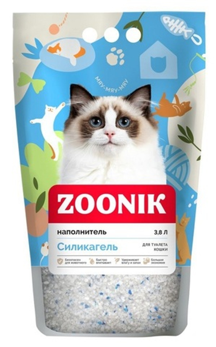 Силикагелевый наполнитель Зооник для кошачьих туалетов 3,8 л