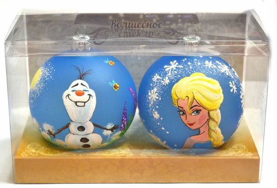 Набор стеклянных шаров Холодное сердце, 2 шара, 85 мм, в подарочной упаковке, Батик (КН-85-17002)