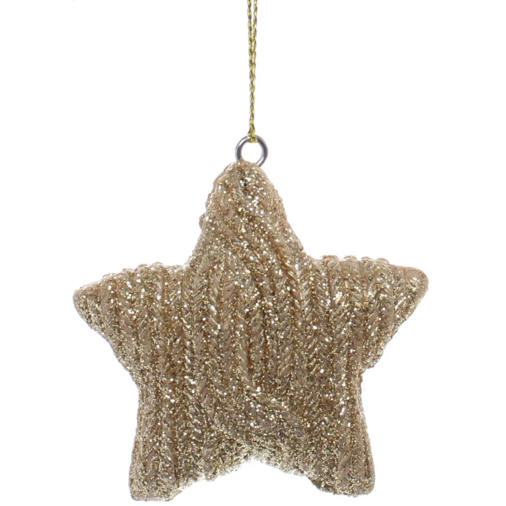 Украшение новогоднее подвесное «Вязаная звёздочка» 5,5 см, шампань