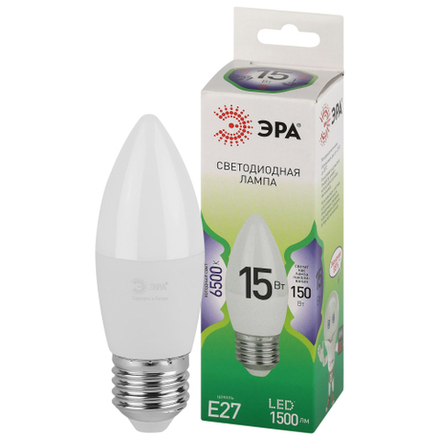 Лампа светодиодная ЭРА GREEN LINE LED B35-15W-865-E27 GL 15Вт свеча холодный свет E27