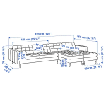 4-местный диван с шезлонгом - IKEA LANDSKRONA, 78x320см, светло-серый, ЛАНДСКРУНА ИКЕА