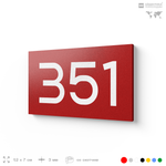 Номер на дверь 351, табличка на дверь для офиса, квартиры, кабинета, аудитории, склада, красная 120х70 мм, Айдентика Технолоджи
