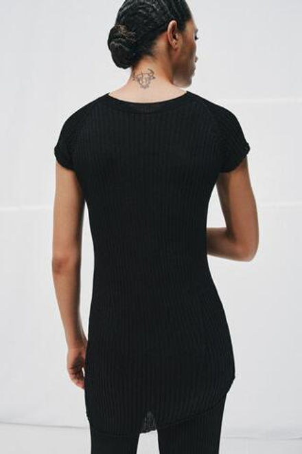 ZARA ТОП В РУБЧИК АСИММЕТРИЧНОГО КРОЯ, ЧЕРНЫЙ