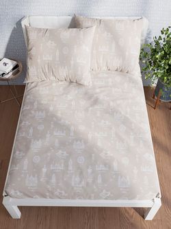Постельное белье Milky Garden "Foggy Albion" семейное   наволочки 50х70 2шт Простынь на резинке 160х200 см  Пододеяльник 145х215 см(2шт)