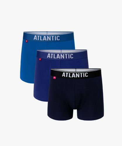 Мужские трусы шорты Atlantic, набор из 3 шт., хлопок, бирюзовые + голубые + темно-синие, 3MH-045