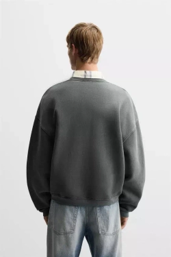 ZARA ТОЛСТОВКА С ЭФФЕКТОМ ПОТЕРТОСТИ, СЕРОВАТЫЙ