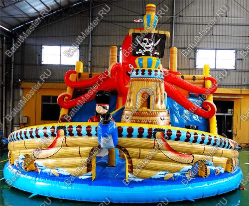 Коммерческий надувной батут "Корабль с осьминогом" 16*9*7 м