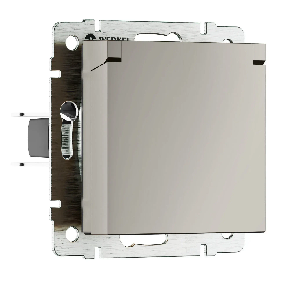 Розетка влагозащищенная с заземлением, крышкой и шторками (дымчатый матовый) W1271204