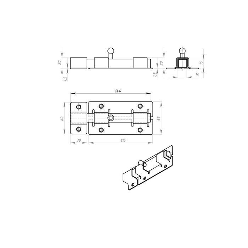 ЗАДВИЖКА ДВЕРНАЯ МЕТАЛЛИСТ ЗД-06 Б/П