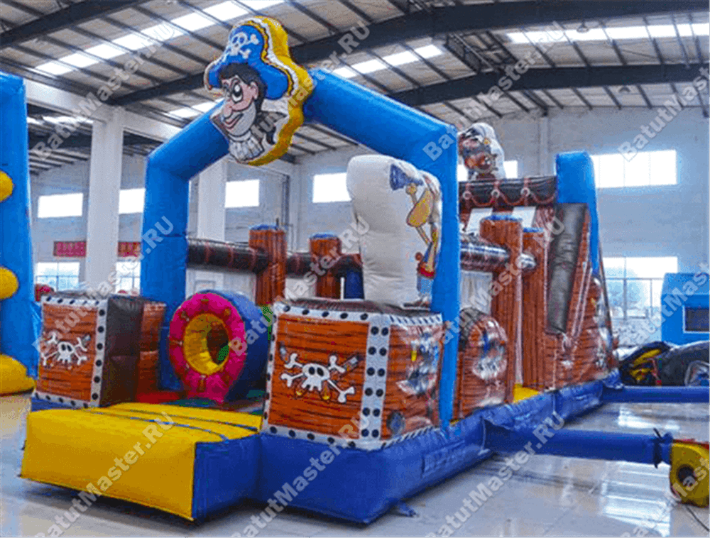 Коммерческий надувной батут "Полоса препятствий пиратская"