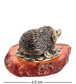 Народные промыслы AM- 978 Фигурка «Ежик лопоухий» (латунь, янтарь)