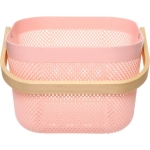 Корзина для хранения с деревянной ручкой «ФАРГО», цвет светло-розовый, 24*23,5*18см