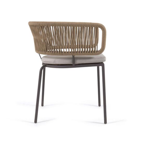 Стул Nadin из бежевого шнура с ножками из оцинкованной стали