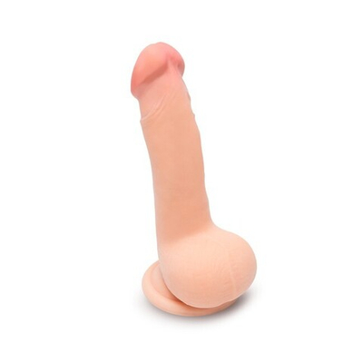 Фаллоимитатор с присоской и мошонкой, 18 см (Цвет: телесный)