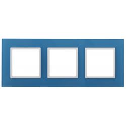 14-5103-28 ЭРА Рамка на 3 поста, стекло, Эра Elegance, голубой+бел