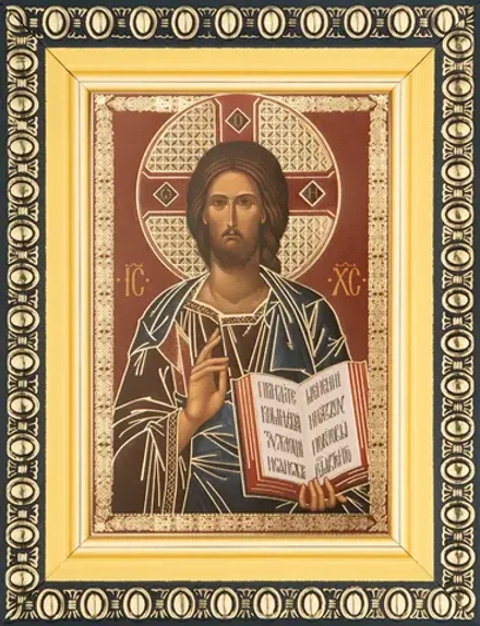 Икона "Господь Вседержитель" 6х9 в раме 8х11