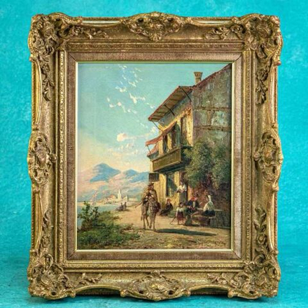 Винтаж: Антикварная картина «Итальянский Пейзаж»