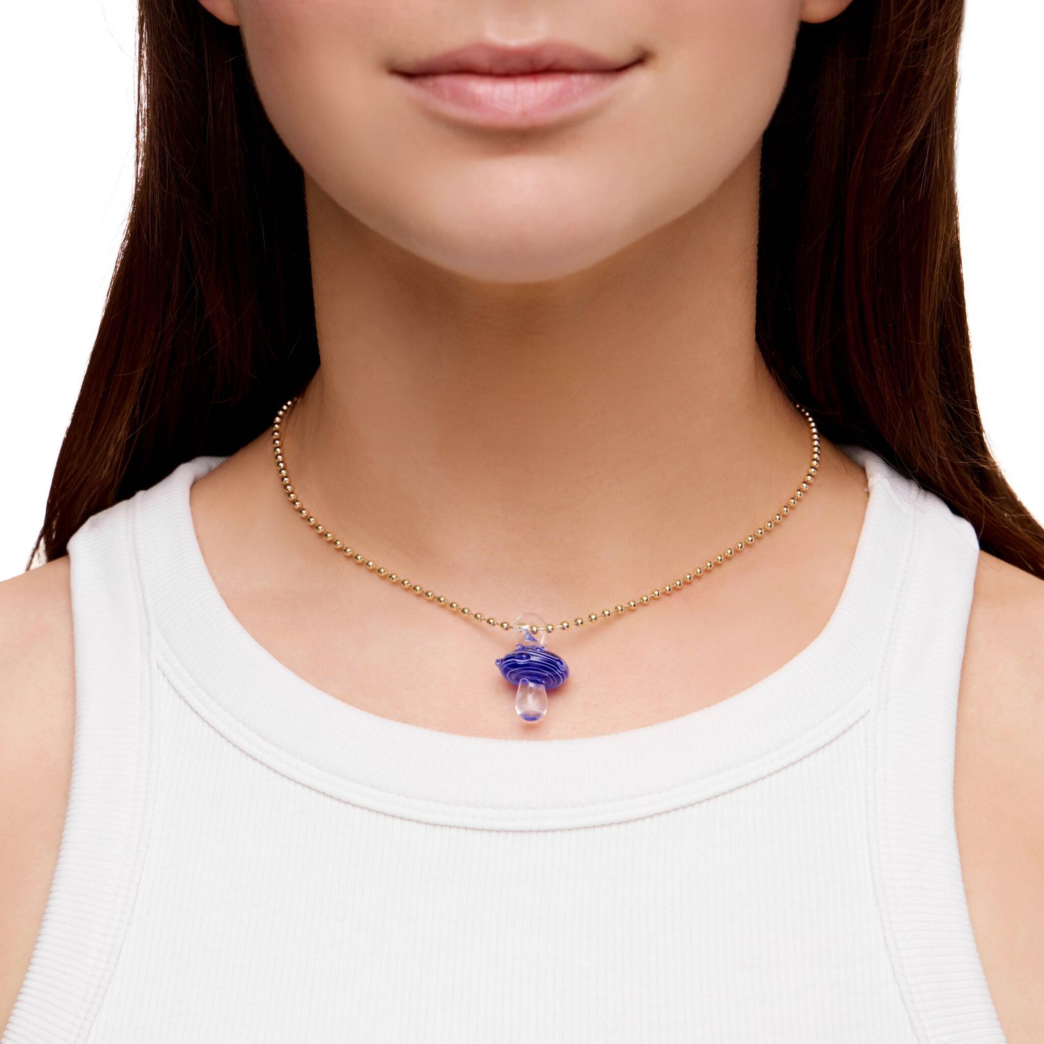 Колье Gold Mushroom Glade Necklace - Blue Swirl