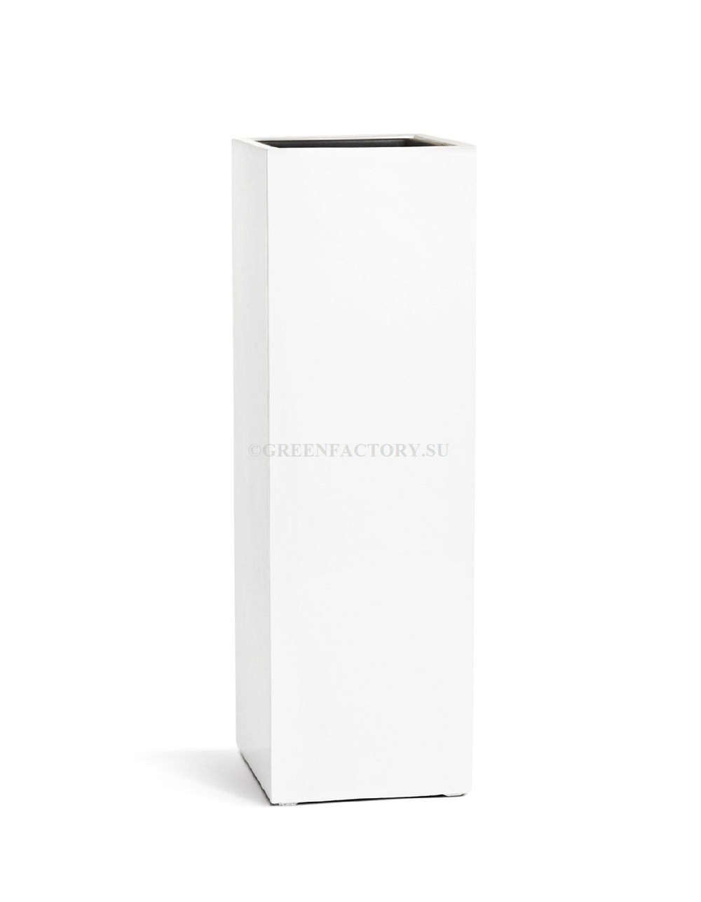 Кашпо TREEZ Effectory - серия Gloss - Высокий куб - Белый глянцевый лак