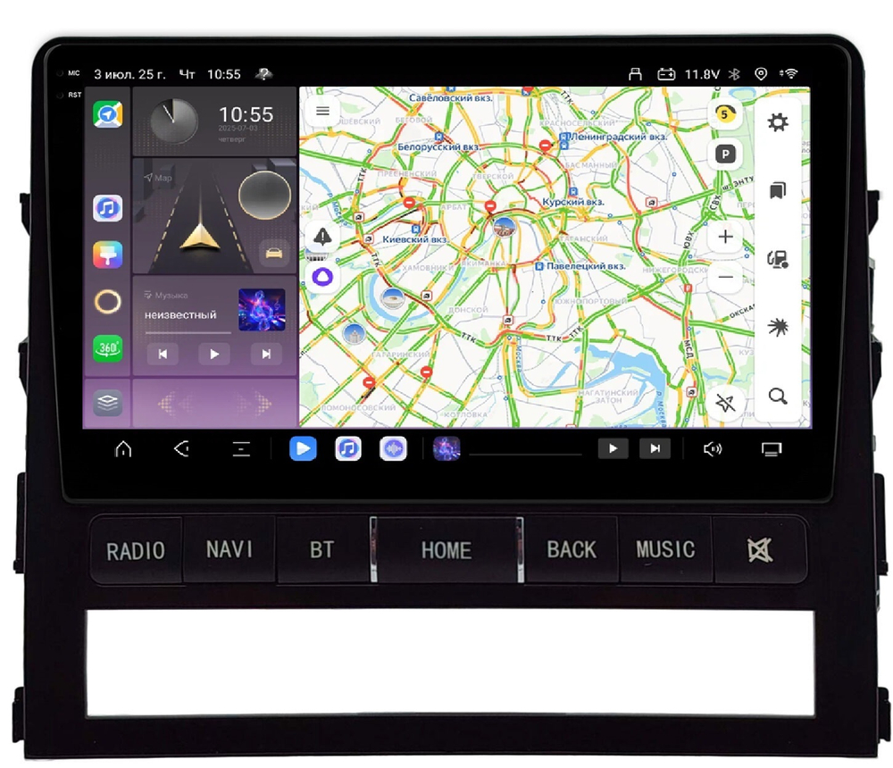 Магнитола для Toyota Land Cruiser 200 2015-2021 (без JBL) - Carmedia HP-9618 (рамка с кнопками) QLed+2K, Android 13, TS20, CarPlay, 4G SIM-слот