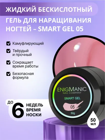 Жидкий бескислотный гель Enigmanic SMART gel 05 50 мл.