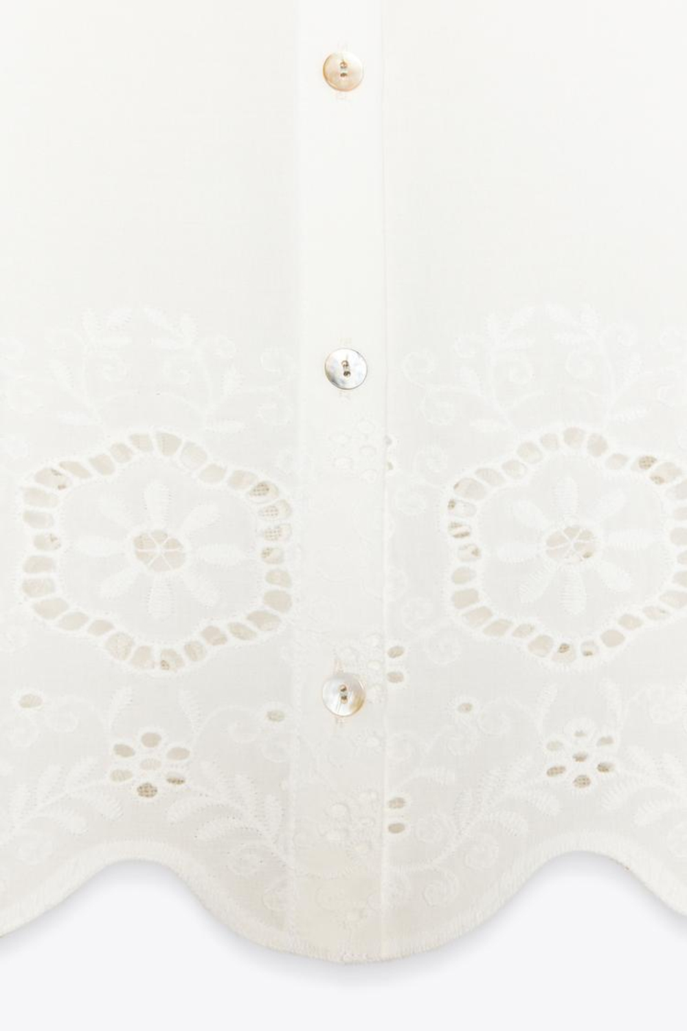 ZARA УКОРОЧЕННАЯ БЛУЗА С АЖУРНОЙ ВЫШИВКОЙ, БЕЛЫЙ