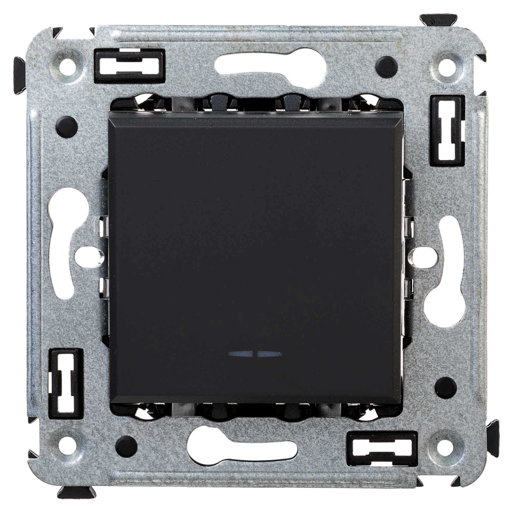 Переключатель одноклавишный в стену, "Avanti", "Черный матовый"