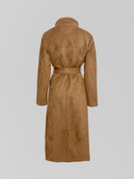 Тренч LJHY 25319 однотонный замшевый на запах с поясом