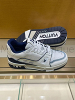 Белые кроссовки LV Trainer с синими деталями Louis Vuitton
