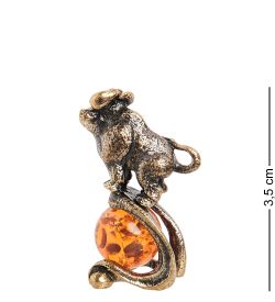 AM- 322 Фигурка «Знак зодиака - Телец» (латунь, янтарь)