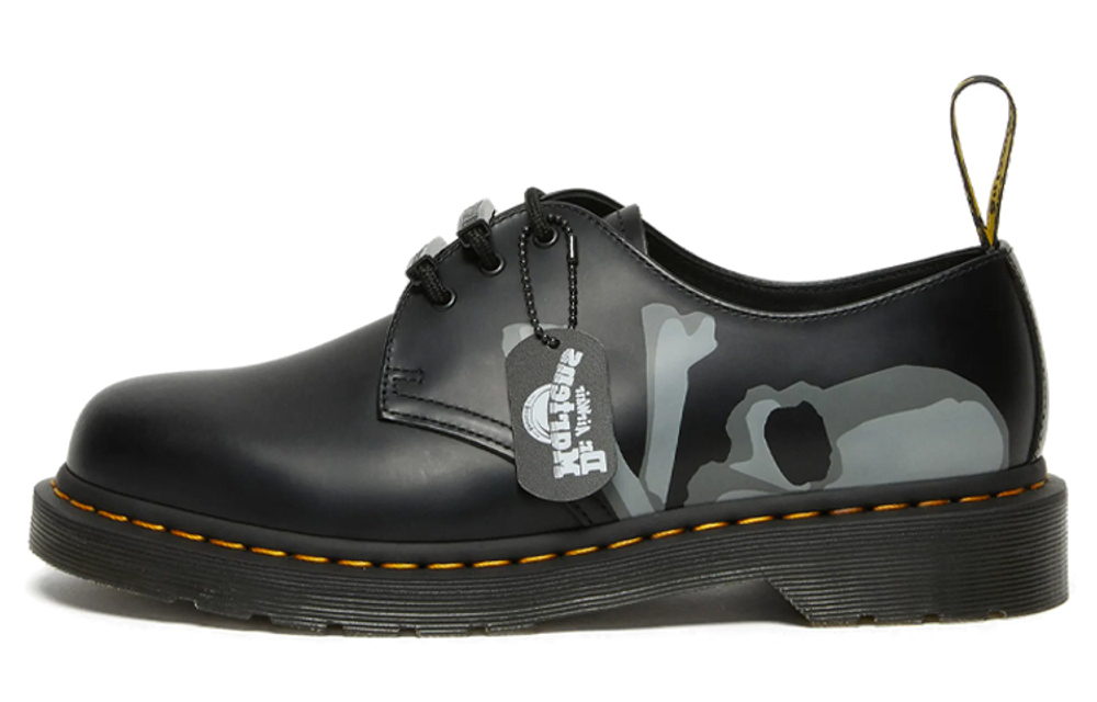 A BATHING APE x mastermind JAPAN x Dr.Dr. Martens Martens 1461 first layer cowhide round head lace-up casual shoes men's black