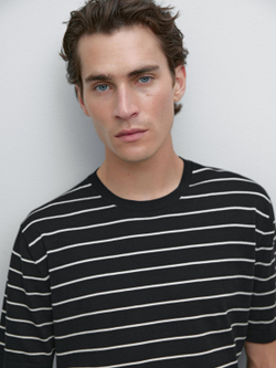 Massimo Dutti Хлопковая трикотажная футболка, темно-синий