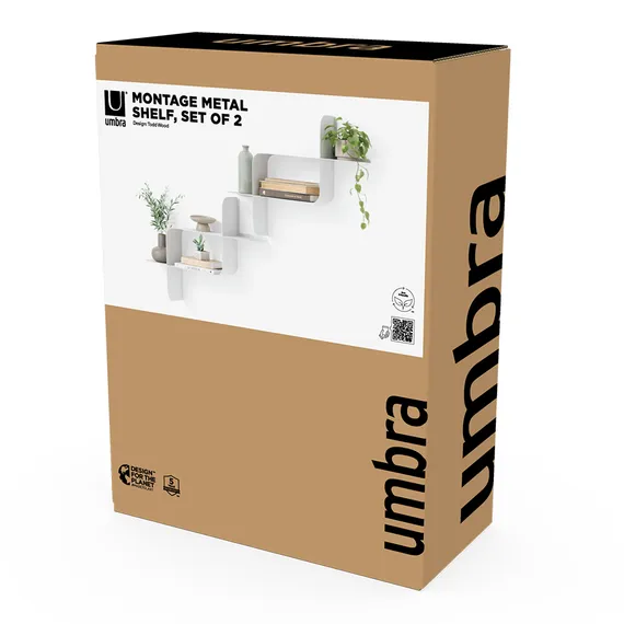 Набор металлических настенных полок montage, 2 шт., белый