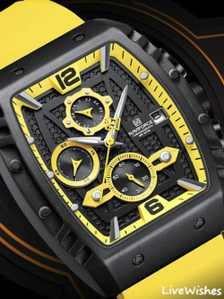 Часы наручные кварцевые NAVIFORCE на силиконовом ремешке, черный/желтый W8830-03