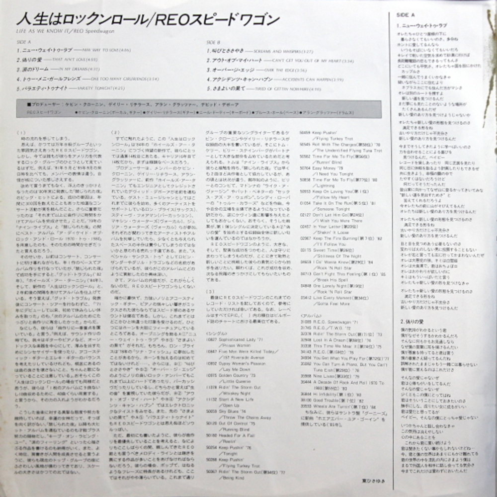 REO Speedwagon / Life As We Know It (LP)