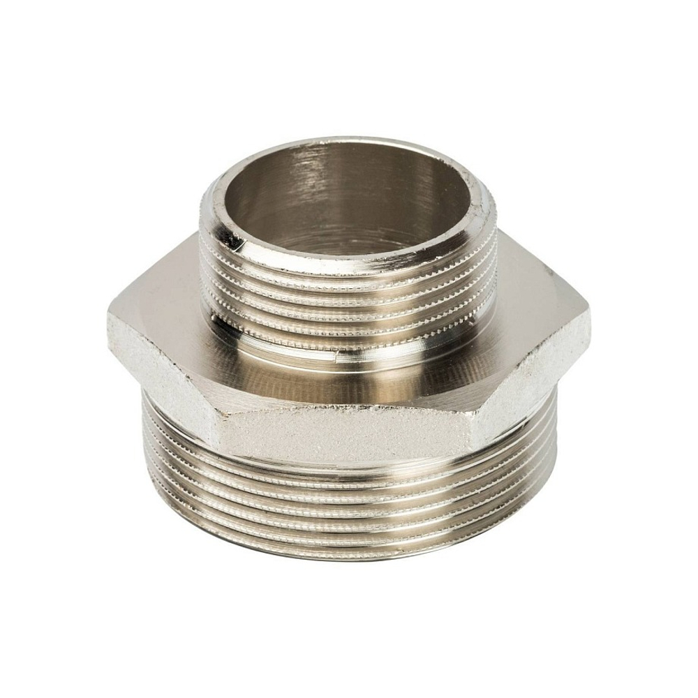 Ниппель редукционный STOUT SFT 0004 - 2" x 1"1/4 (для стальных труб, латунь никелированная)