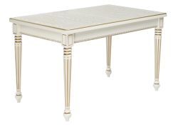 Деревянный стол Леджер 130(170)х75х77 слоновая кость / патина золото