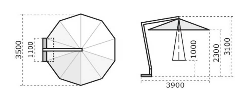 Зонт профессиональный Ø3.5 м Torino Braccio