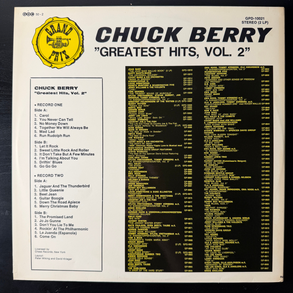 Chuck Berry ‎– Chuck Berry's Greatest Hits, Vol. 2 2LP (Швеция 1972г.)