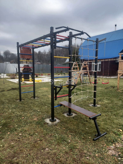 Монтаж уличной шведской стенки Sv Sport Рукоход (5 вертикальных столбов)