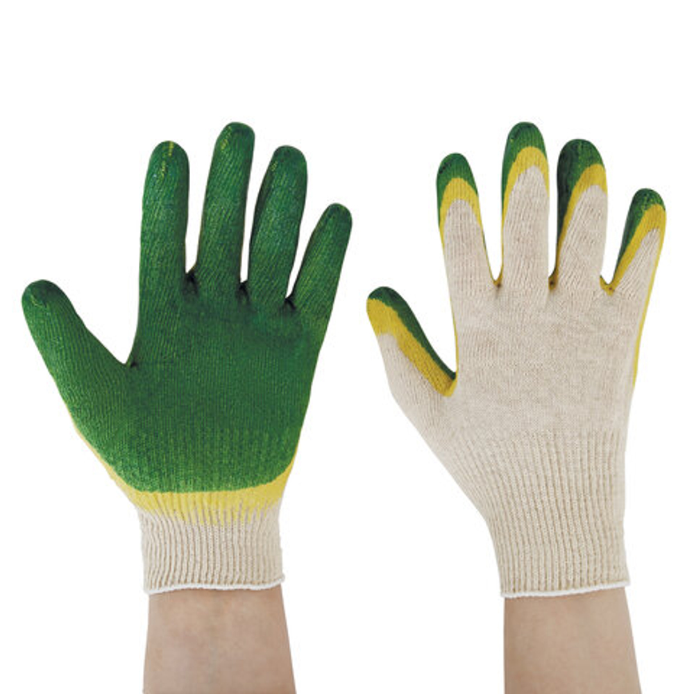 Перчатки хлопчатобумажные износостойкие, ДВОЙНОЙ латексный облив, 13 класс, КОМПЛЕКТ 5 ПАР, LAIMA ЛЮКС