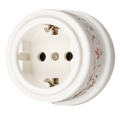 Розетка с З.К., керамика, цвет белый, декор D6/2 B1-101-01-D6/2