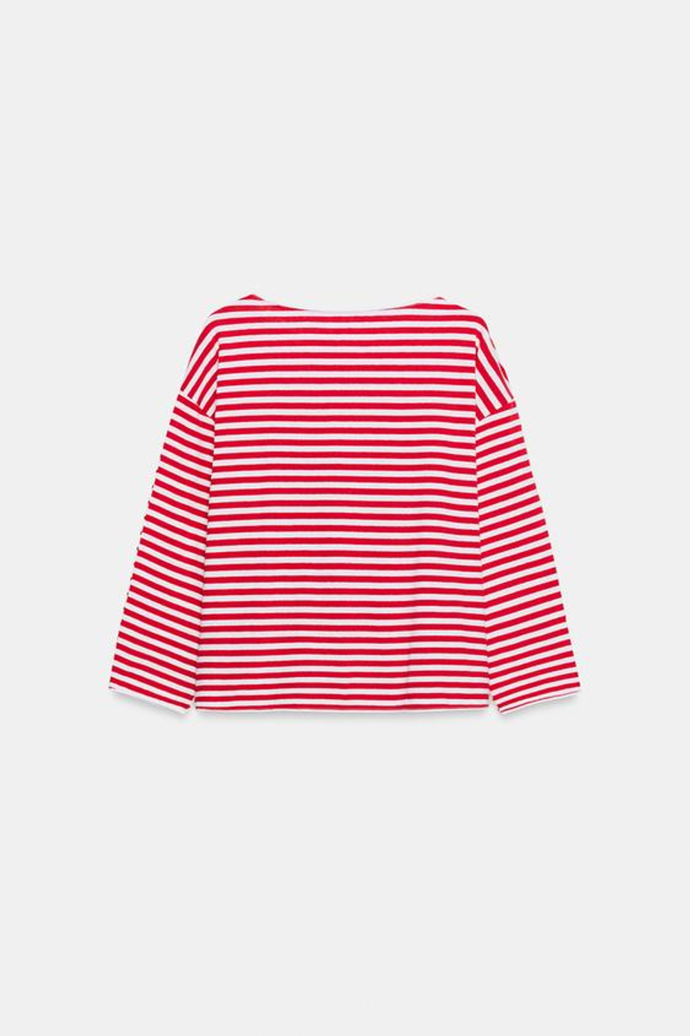 ZARA ФУТБОЛКА В ПОЛОСКУ В СТИЛЕ РУСТИК, КРАСНАЯ ПОЛОСКА