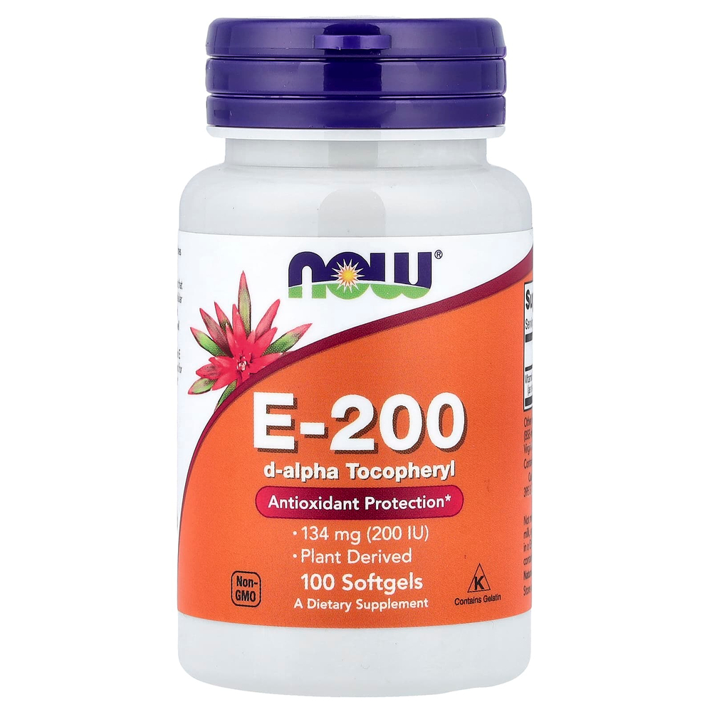 NOW Foods, E-200, 134 мг (200 МЕ), 100 мягких таблеток